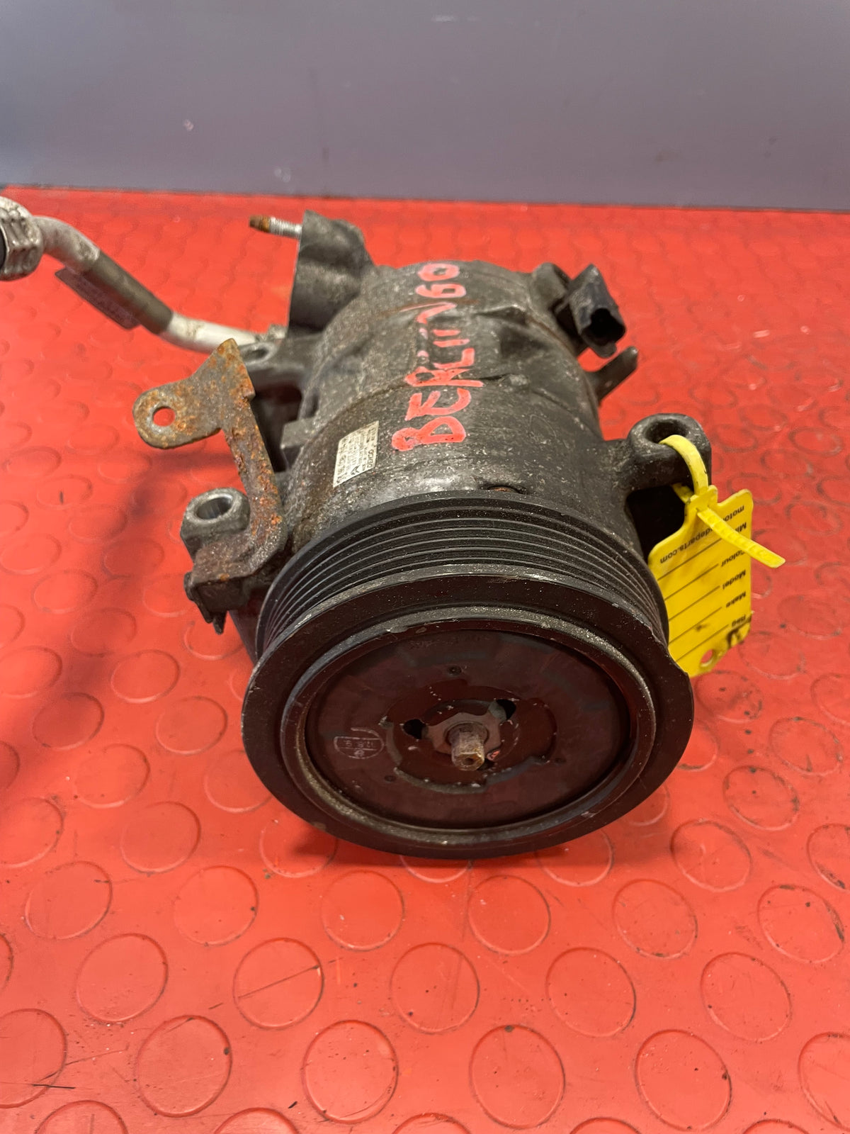 Citroen Berlingo/Peugeot Partner AIR CONDITIONING PUMP (2Pin) With Hoses (Damaged Pulley) 2008-2016 P/N 9802875780 - 11