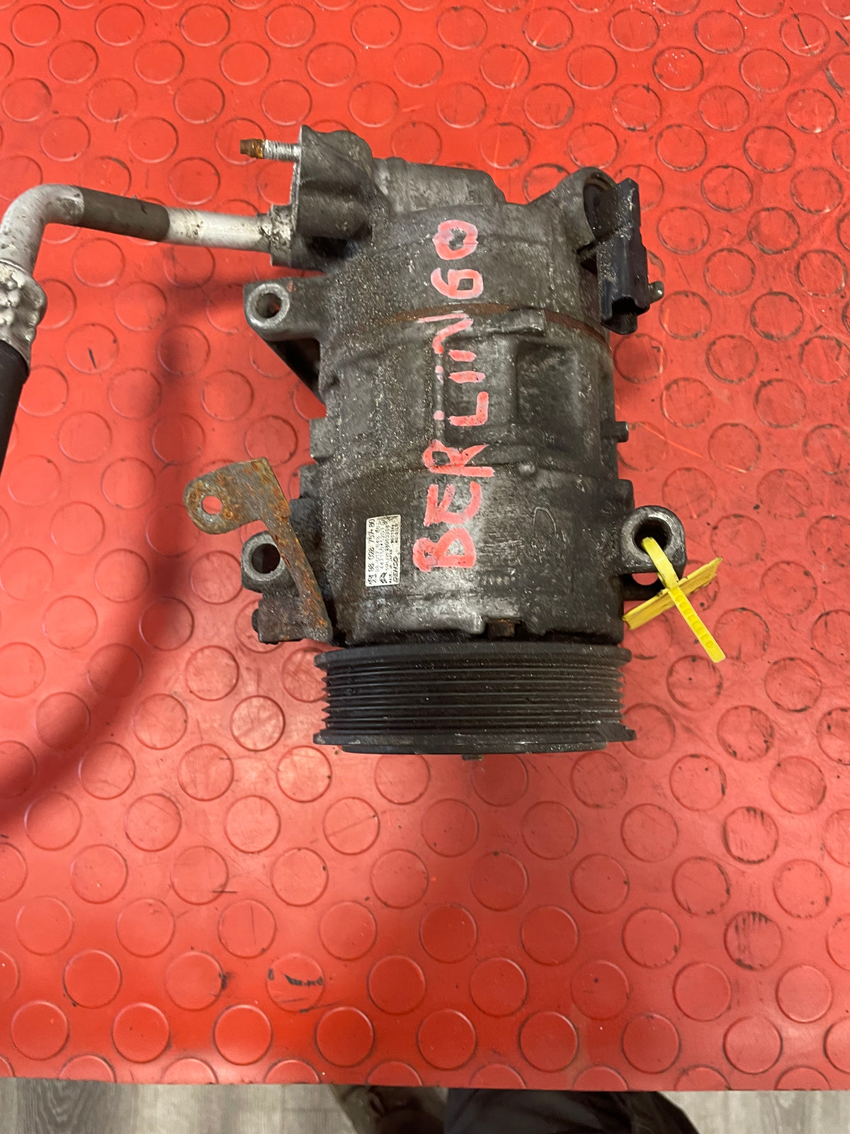 Citroen Berlingo/Peugeot Partner AIR CONDITIONING PUMP (2Pin) With Hoses (Damaged Pulley) 2008-2016 P/N 9802875780 - 11