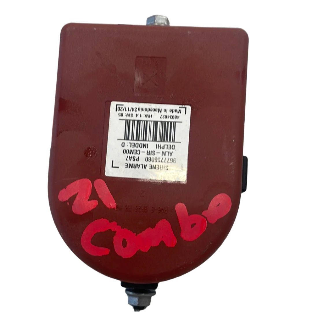Citroen Berlingo/Peugeot Partner/Toyota Proace City/Vauxhall Combo ALARM SIREN MODULE 2019-2024 P/N 9677756080