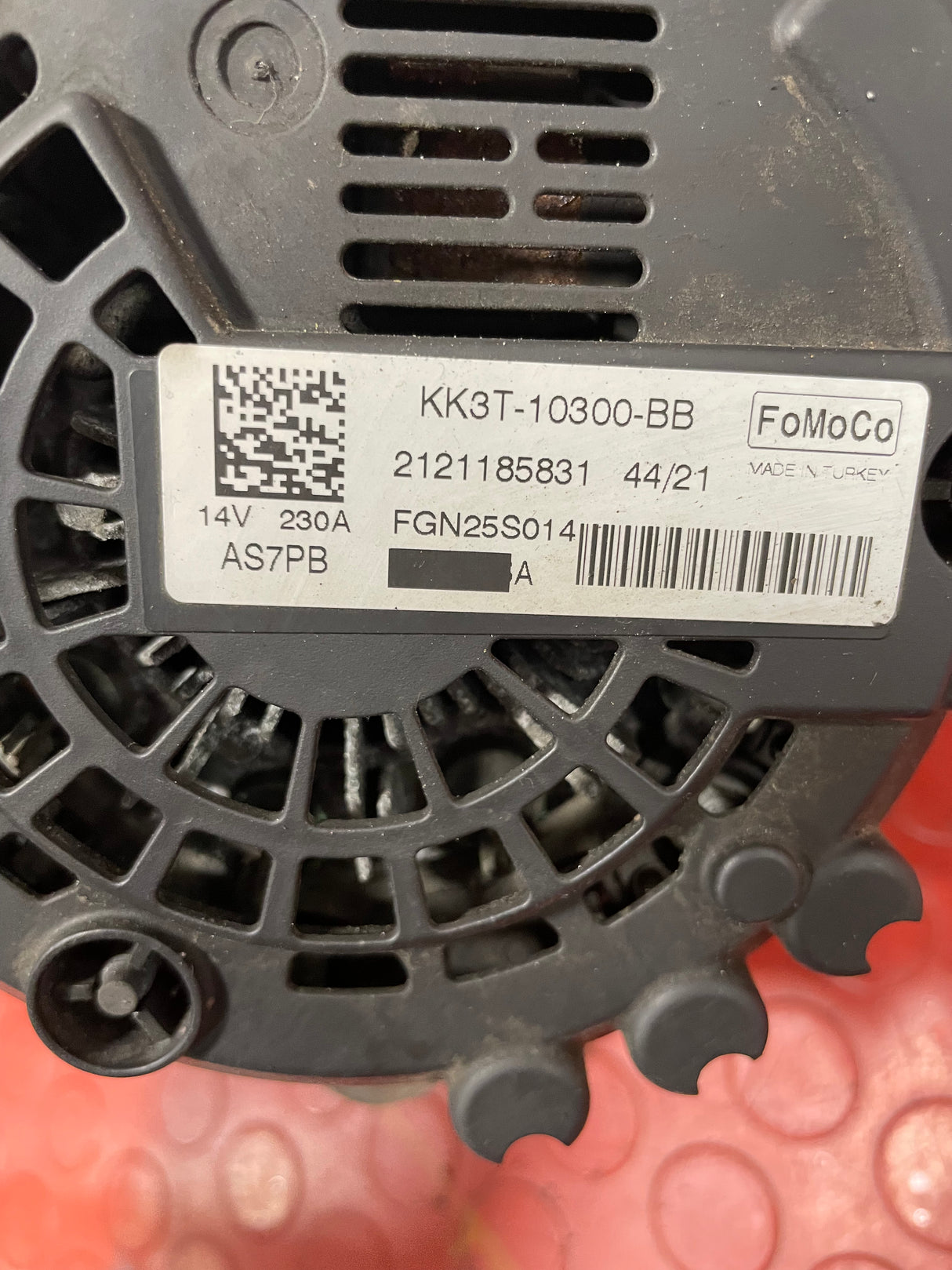 Ford Transit Custom ALTERNATOR ASSEMBLY 2.0 MK8 (1 PIN) 2016-2023 P/N KK3T10300BB - 6