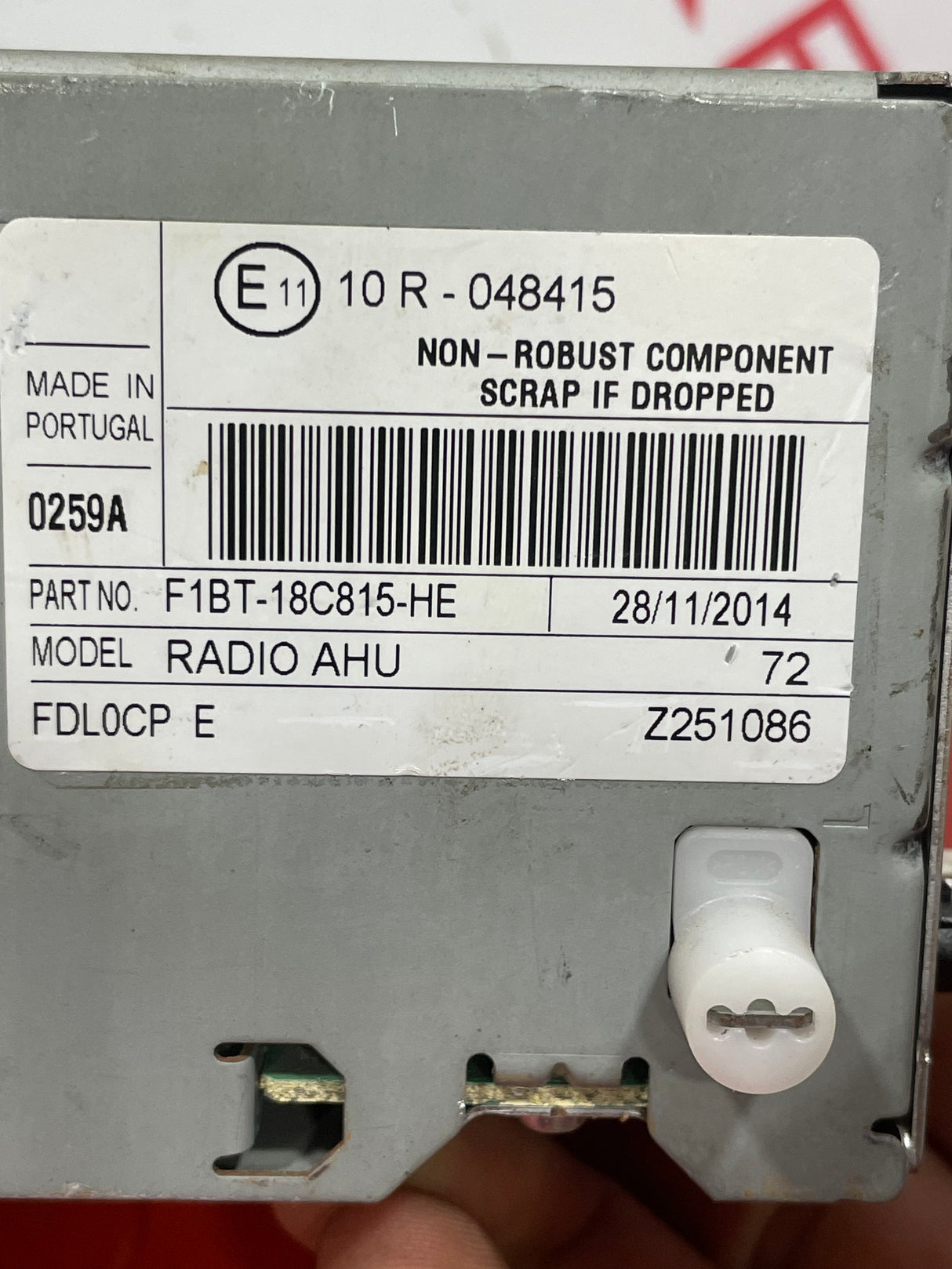 Ford Transit Custom RADIO AND CD PLAYER UNIT (FITS OTHER FORDS ASWELL) P/N F1BT18C815HE