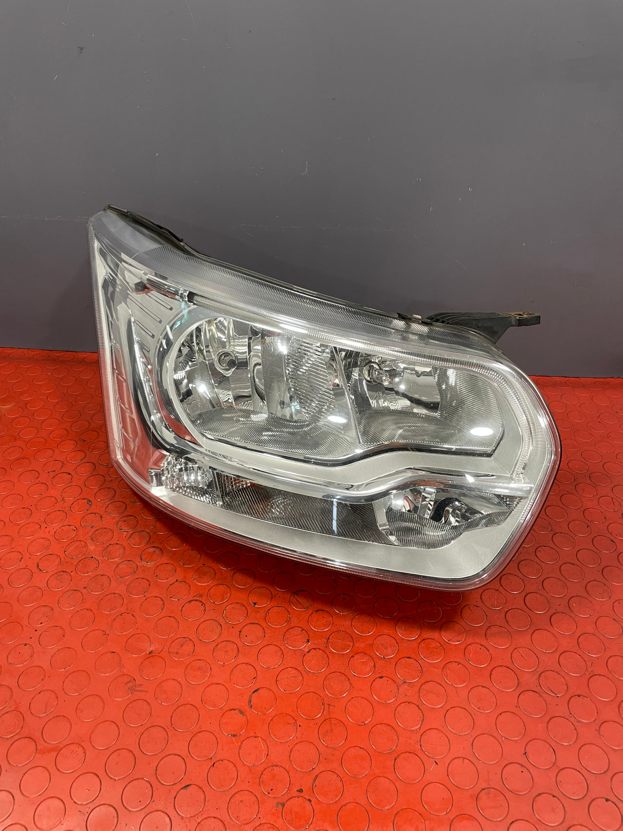 Ford Transit HEADLIGHT HALOGEN BULB with LED DRL CHROME Driver's Side 2013-2018 P/N BK3113D152AE / BK3113D152B