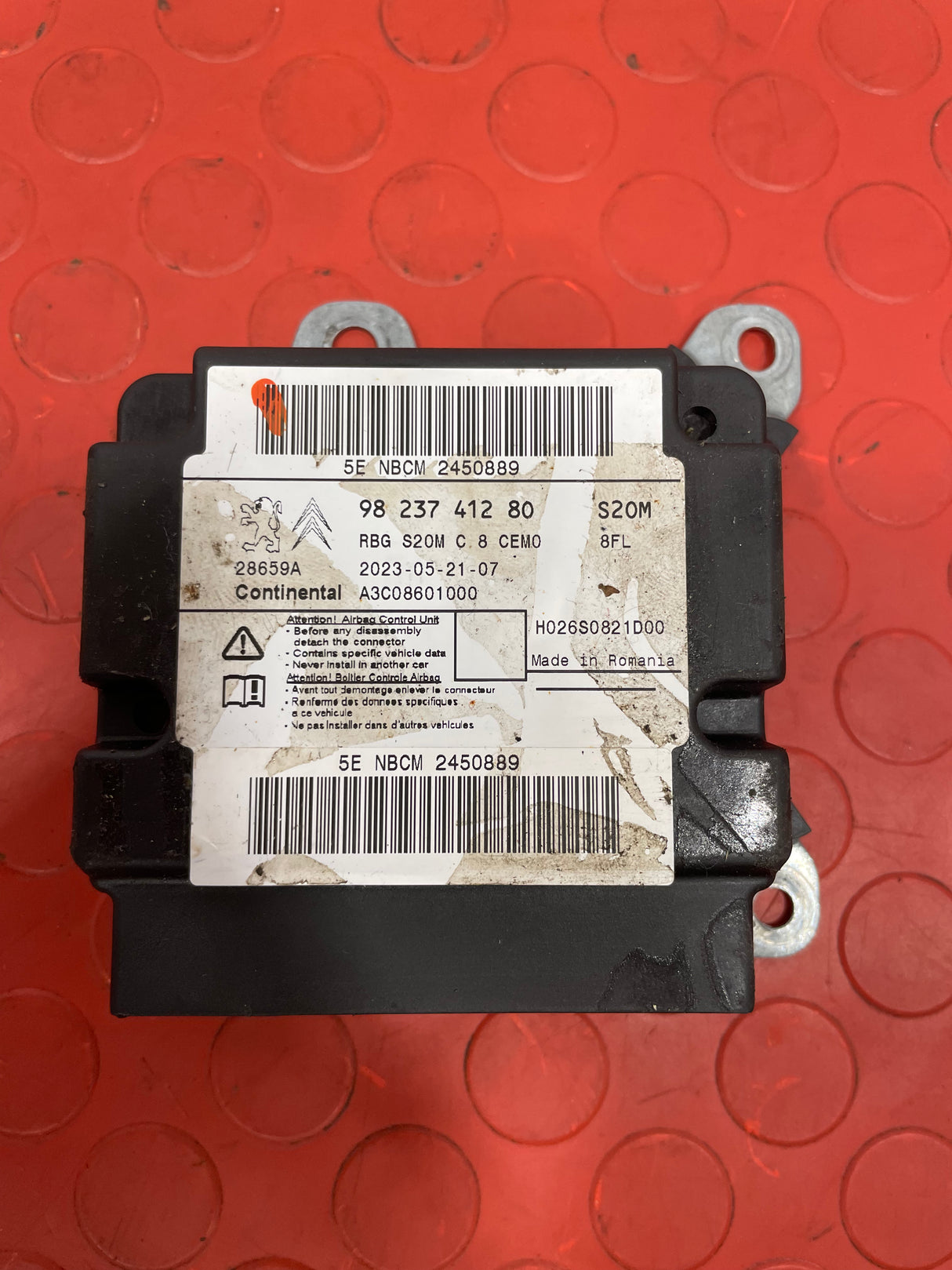 Citroen Berlingo/Peugeot Partner AIRBAG CONTROL MODULE ECU 2018-2023 1.6 P/N 9823741280