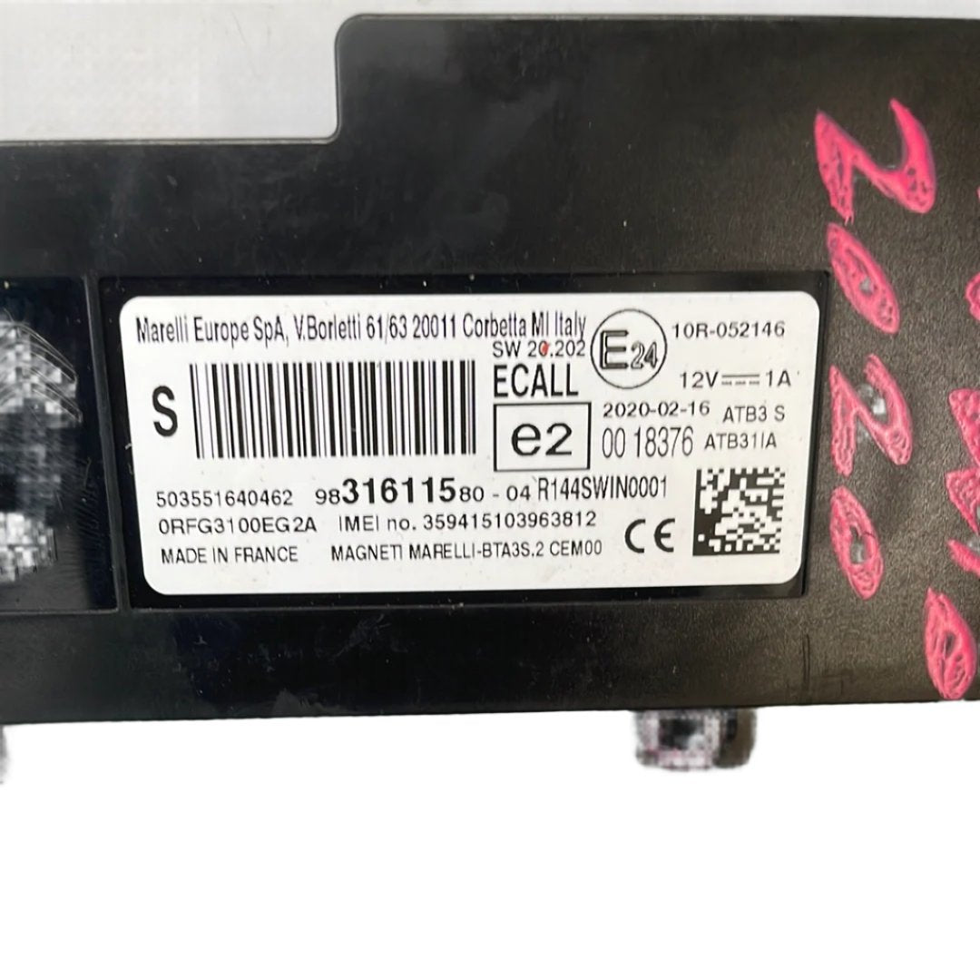 Citroen Berlingo/Peugeot Partner/Vauxhall Combo/Toyota Proace City BLUETOOTH CONTROL MODULE 1.5 2018-2025 P/N 9831611580